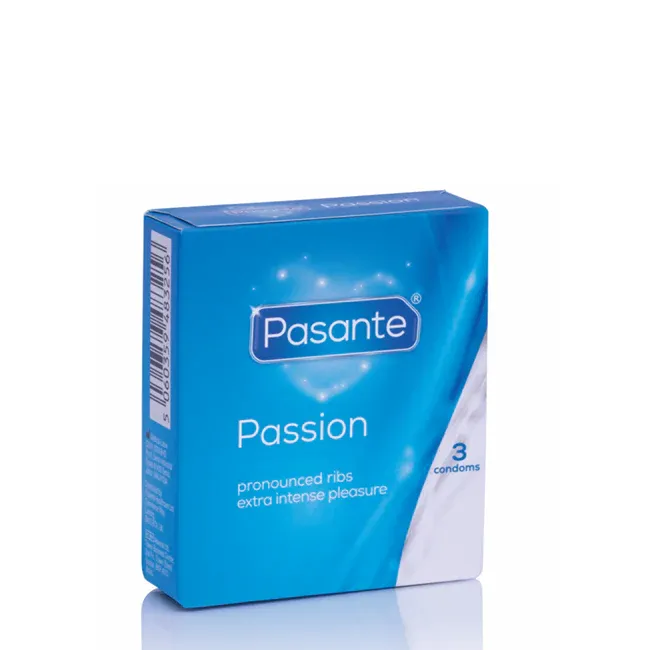 Prezervative Pasante - Passion, cu striatii si nervuri, 52 mm, 3 buc