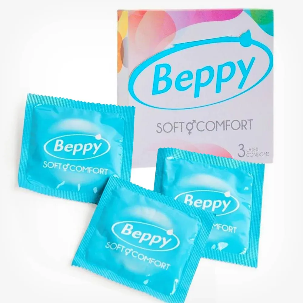 Prezervative profesionale Beppy Soft & Comfort, cu lubrifiant siliconic nespermicid, 3 buc
