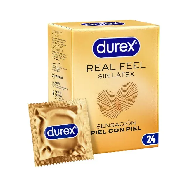 Prezervative subtiri Durex RealFeel, regular fit, fara latex, senzatie naturala, 56 mm, 1 cutie x 24 buc
