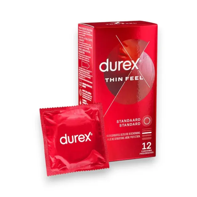 Prezervative ultra subtiri Durex Thin Feel, 56 mm, 1 cutie x 12 buc