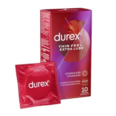Prezervative ultra subtiri Durex Thin Feel, Extra Lubrifiate, 56 mm, 1 cutie x 12 buc