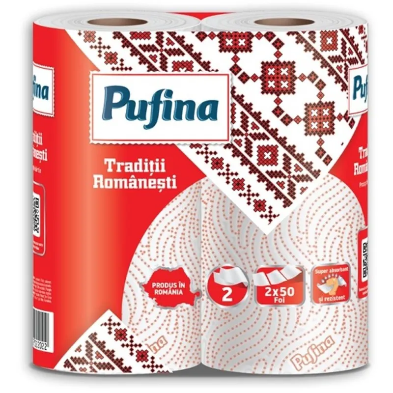 Prosop Bucatarie Soft, 2 Straturi, Traditii Romanesti, Pufina, 2 Role