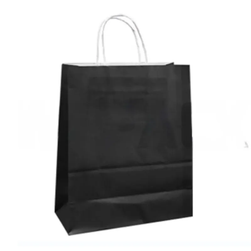Pungi din Hartie cu Manere, Negru, Interior Alb, 32 x 12 x 41 cm, 100 Bucati