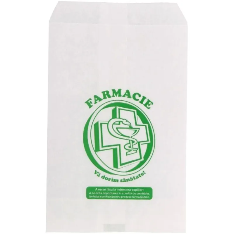 Pungi Farmacie Plic, Albe, Model Cruce, 7 x 12 cm, 5000 Bucati