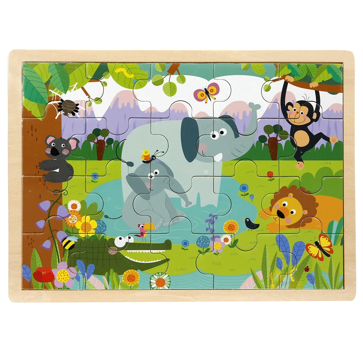 Puzzle din lemn, Animale salbatice, 20 piese