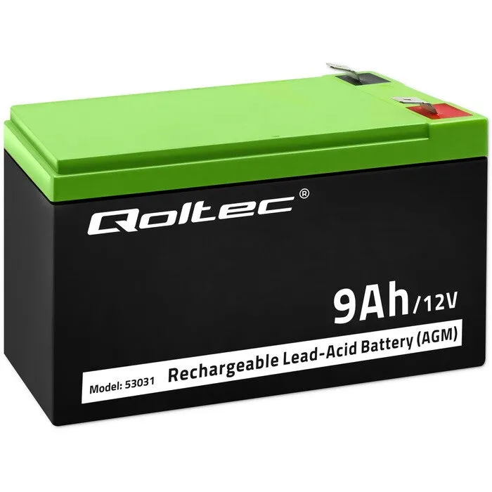 QOLTEC Baterie Qoltec AGM | 12V | 9Ah | Nu necesita intretinere | Eficienta | Durata lunga de viata | pentru UPS, securitate