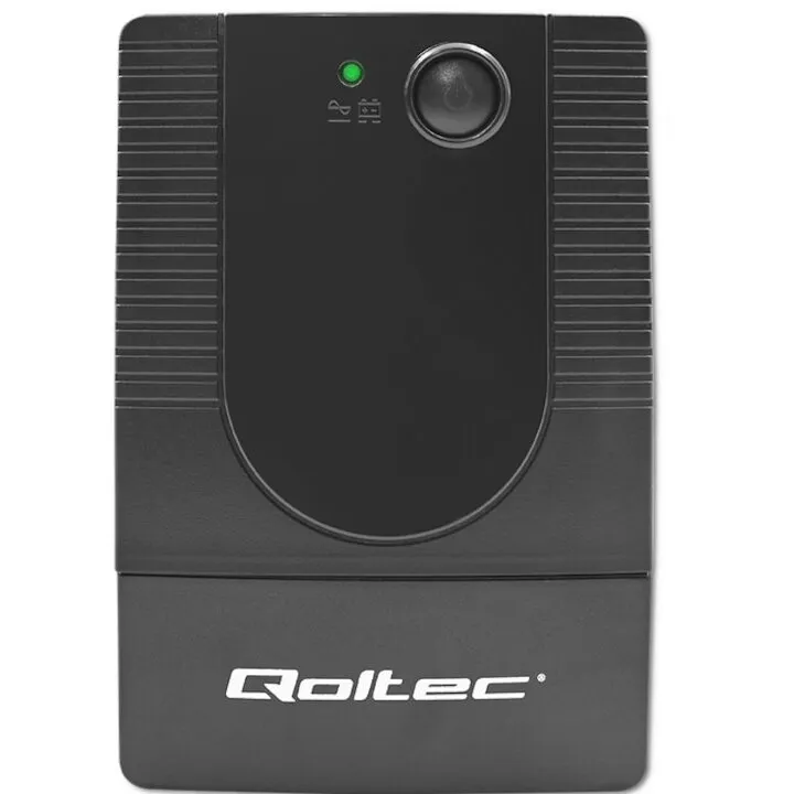 QOLTEC UPS Qoltec 53773, Line-Interactive, Monolit, 850VA, 480W, Unda Sinusoidala Modificata, Baterie Integrata, 12V, Negru