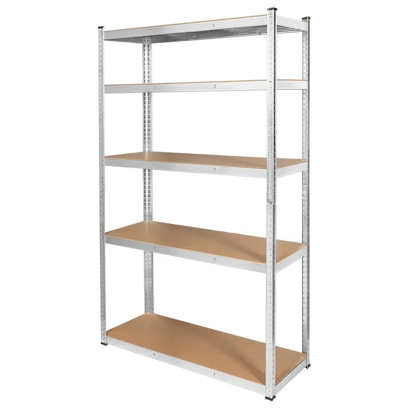 Raft metalic, 5 politite reglabile MDF, 205 cm inaltime, 175kg/polita, argintiu - Rebel RB-1253