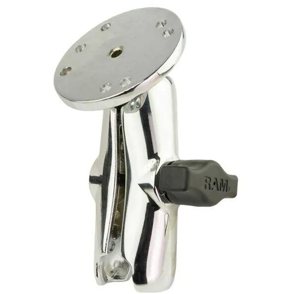 RAM&nbsp;MOUNTS RAM® Chrome brat cu soclu dublu cu placa rotunda - brat mediu