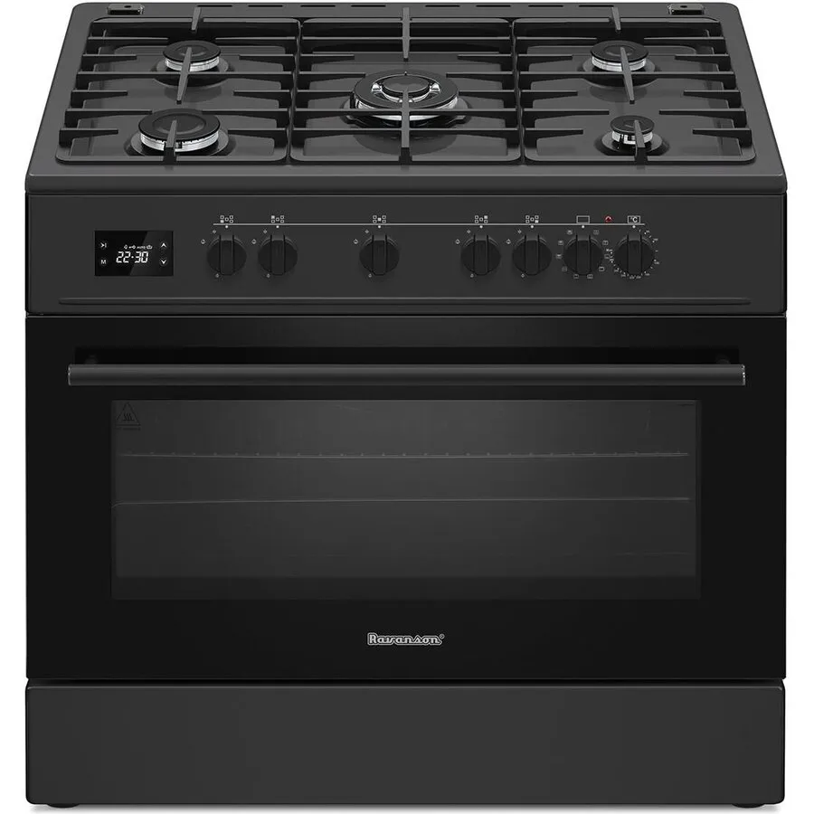 Ravanson Aragaz mixt gaz si electric Ravanson KWGE-K90 Cheff Modern, Plita cu gaz, Cuptor Electric, Negru