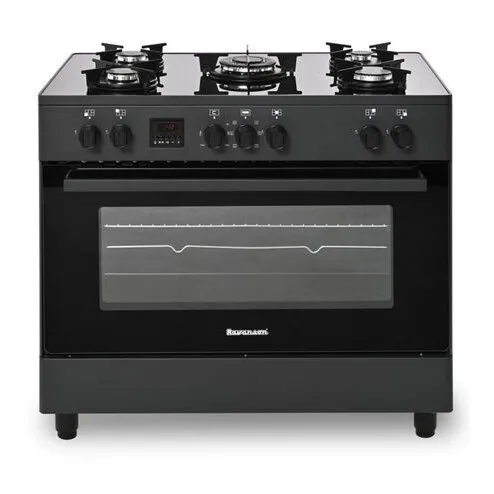 Ravanson Aragaz Ravanson KWGE-K90, Cheff pe gaz-electric, 5 arzatoare, latime 90 cm, capacitate 105 litri, Negru
