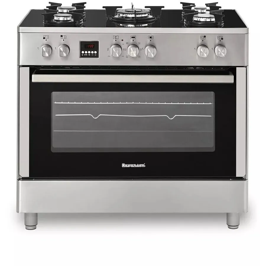 Ravanson Aragaz Ravanson KWGE-K90 Cheff, pe gaz-electric, 90 cm, 105 L, grill, rotisor, Argintiu