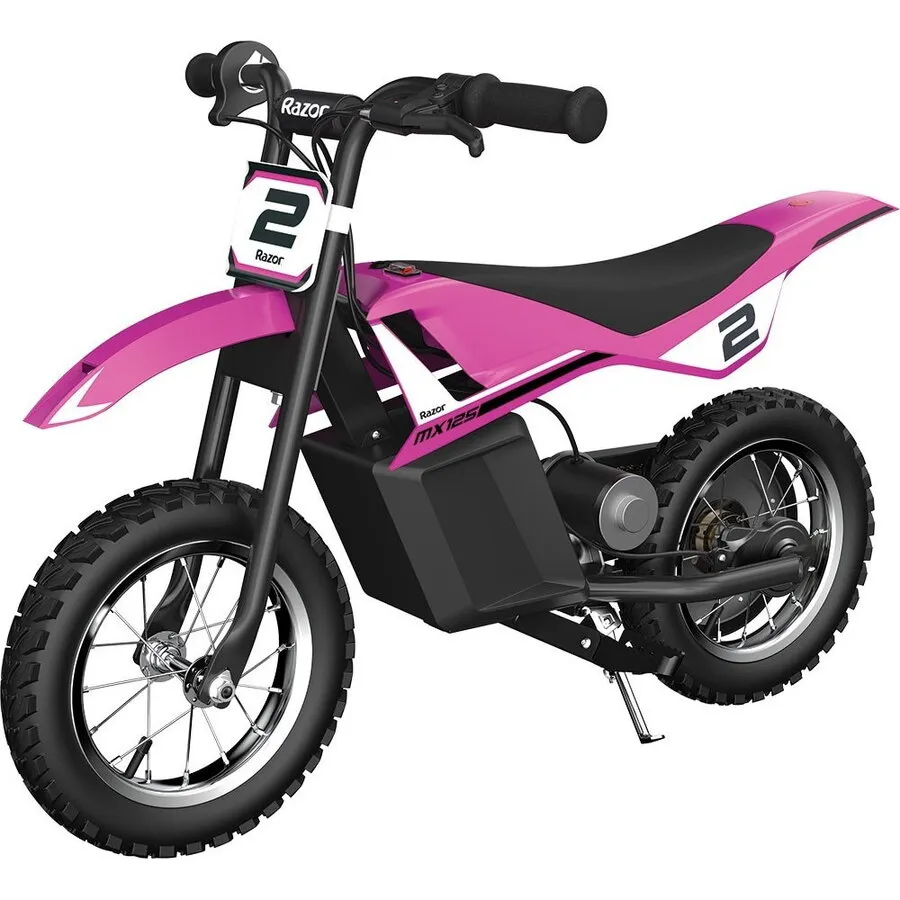 Razor Motocicleta electrica pentru copii MX125 Dirt, Razor, +7 ani, viteza maxima 13km/h, autonomie 40 min, Roz-Negru