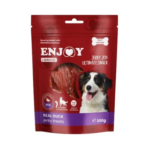 Recompense pentru caini Enjoy Carnivore Real Duck Jerky Treats cu rata, 300 g