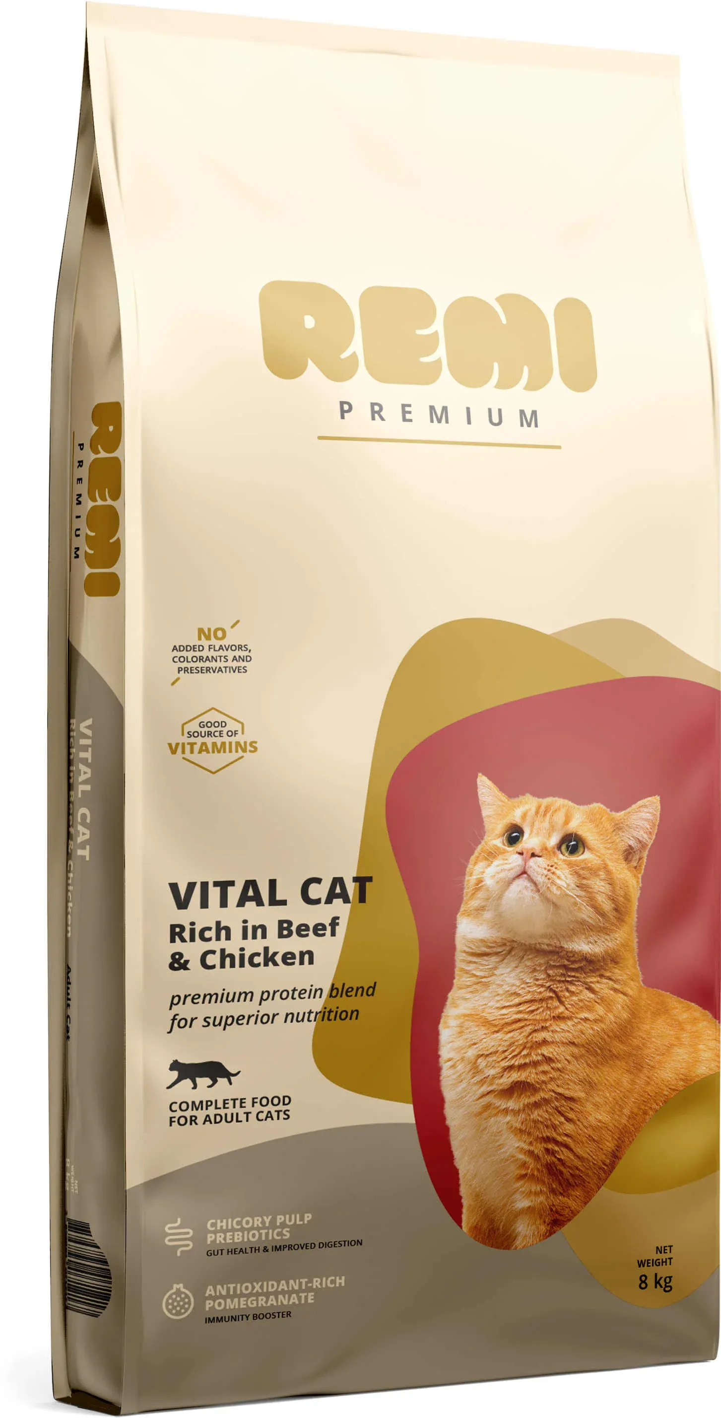 REMI Premium Vital Hrană uscată pentru pisici, cu Vită şi Pui