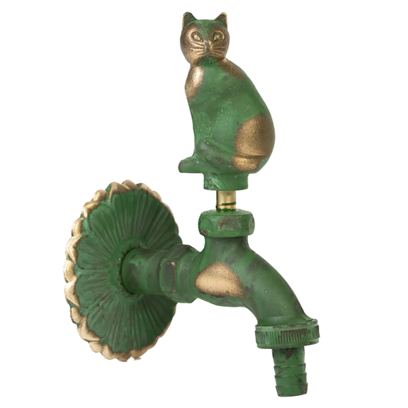 Robinet decorativ 1/2", dublu serviciu din alama si finisaj Pisica, culoare verde antic