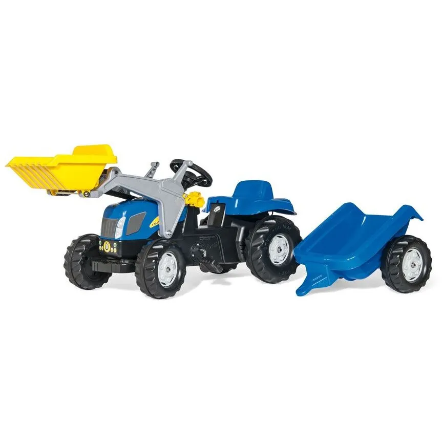 Rolly&nbsp;Toys Tractor cu pedale si cupa Rolly Kid New Holland T 7040 cu remorca