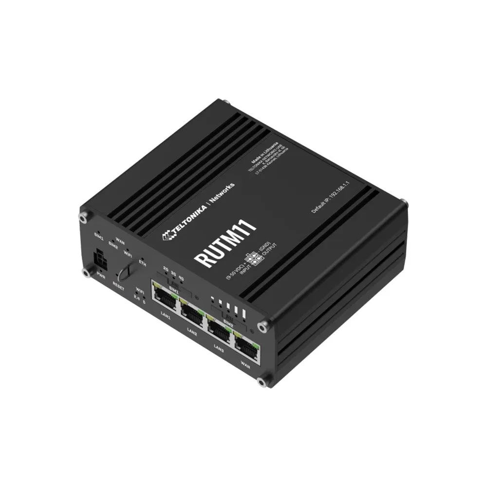 Router industrial 4G LTE dual SIM Teltonika RUTM11, Cat6, WiFi 5 Gigabit dual band, 300-867 Mbps, MU-MIMO, IoT