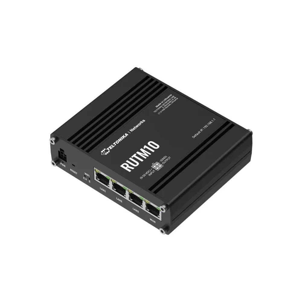 Router industrial cu 4 porturi WiFi 5 dual band Gigabit Teltonika RUTM10, 3 LAN/1 WAN, 867 Mbps, MU-MIMO, IoT