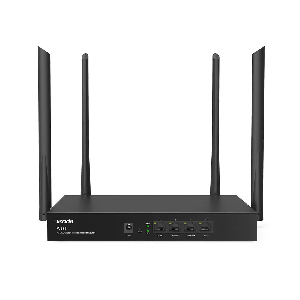 Router wireless Gigabit Dual Band Tenda W18E, 4 porturi, 2.4/5.0 GHz, 1200 Mbps