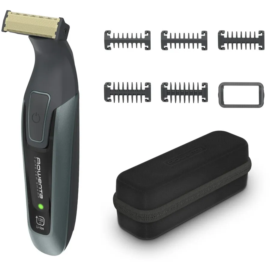 Rowenta Aparat de tuns, conturat si ras Rowenta Forever Sharp Comfort TN6044E0, 5 piepteni detasabili, autonomie 120 min, incarcare rapida, wet & dry, husa inclusa, negru