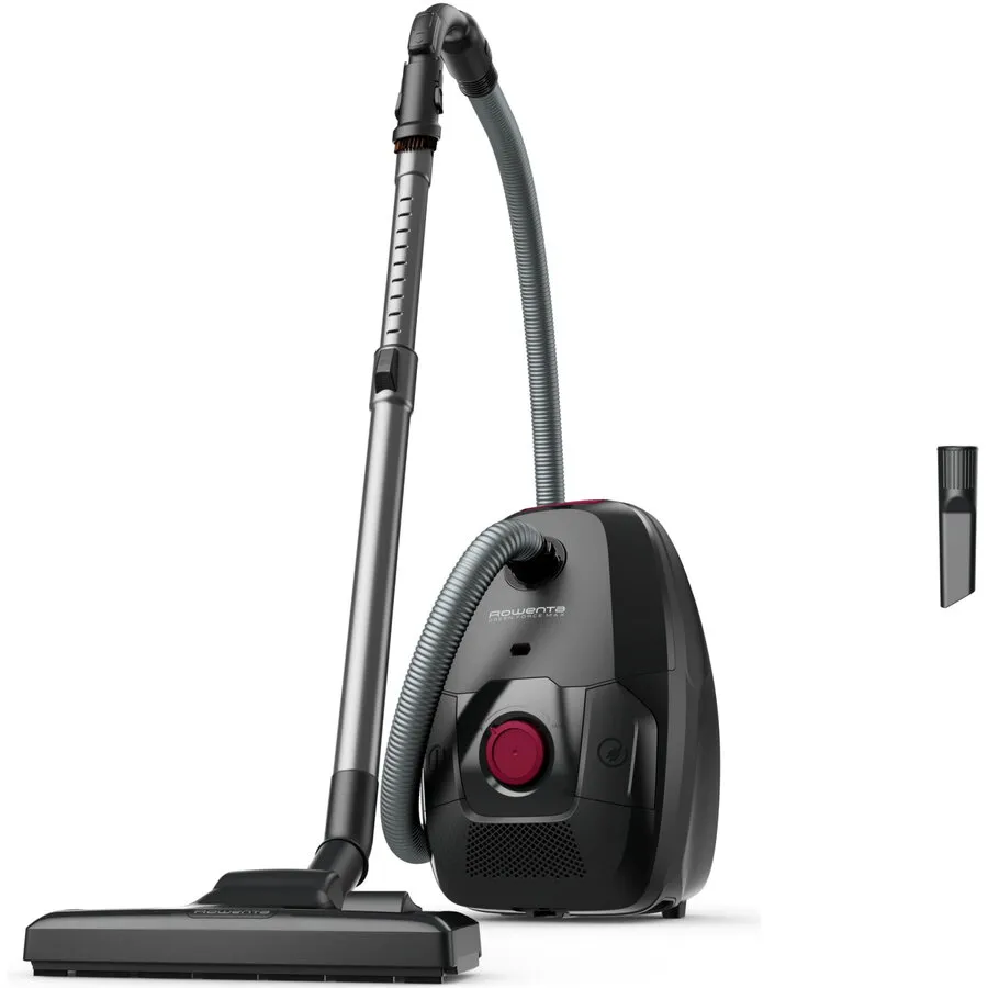Rowenta Aspirator cu sac Rowenta Green Force Max RO4933EA, 900W, 70% plastic reciclat, sac Hygiene+, lungime cablu 8.4m, recipient praf 4.5L, perie EasyBrush, Negru/ rosu