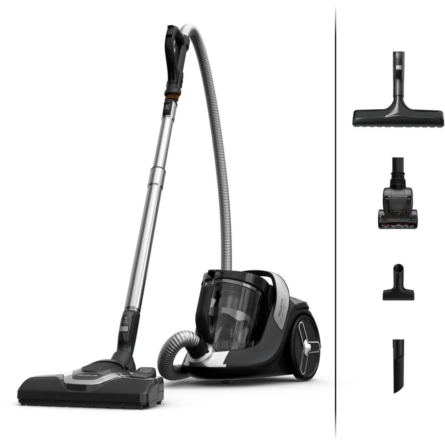 Rowenta Aspirator fara sac Rowenta Green Force Cyclonic Effitech®+ RO7C66EA, 500 W, recipient pentru praf capacitate 2.5 L, design eco, filtrare tip HEPA, negru & verde