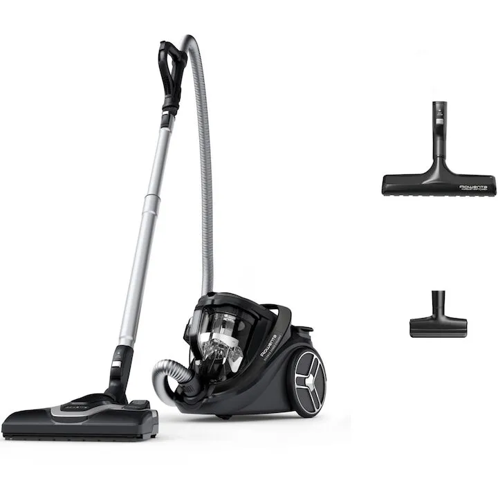 Rowenta Aspirator fara sac Rowenta Silence Force Cyclonic Effitech® RO7935EA, 500 W, recipient pentru praf 2.5 L, 3 niveluri de filtrare, negru