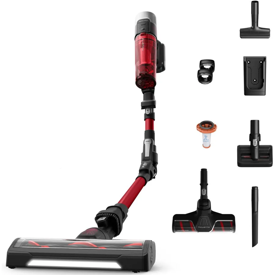 Rowenta Aspirator vertical fara fir Rowenta X-Force Flex 9.60 Allergy RH2099WO, 250W, 18.5V, autonomie 45 min, filtrare 99.9%, recipient praf 0.44L, tub flexibil, perie covoare si podele dure, perie Animal Turbo, 4 trepte de putere, iluminare LED, functi
