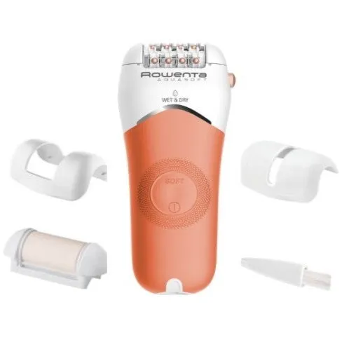 Rowenta Epilator ROWENTA AquaSoft EP4920F0, 4.5W, 40 min autonomie, Wet&Dry, 4 accesorii, Skin Respect technology, Corai