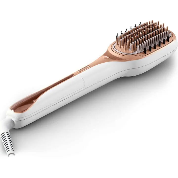Rowenta Perie reparatoare cu abur Rowenta Hair Therapist™ CF9920F0, 165 W, timp incalzire 60 secunde, tehnologie Thermal Care, peri naturali, invelis Keratin, oprire automata, afisaj LED, alb