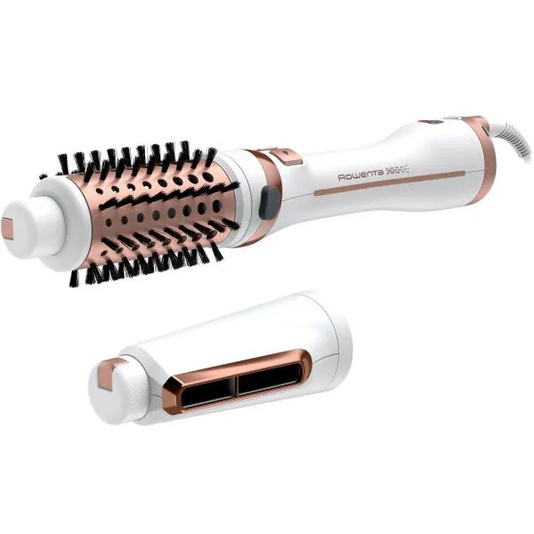 Rowenta Perie rotativa cu aer cald Rowenta Brush Activ Ultimate Care CF9720F0, tehnologie Careful Heat, invelis quart ceramic si tehnologie Ionic Booster, design compact si ergonomic, 3 trepte de temperatura/viteza, concentrator pentru pre-uscare, Alb
