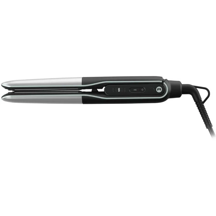 Rowenta Placa de par 2 in 1 Rowenta Thermostyle SF7120E0, 6 trepte de temperatura 150 - 230°C, placi cu invelis de titan, generator de ioni, stilizare 2 in 1, incalzire rapida in 30s, cablu rotativ 360°, negru & gri