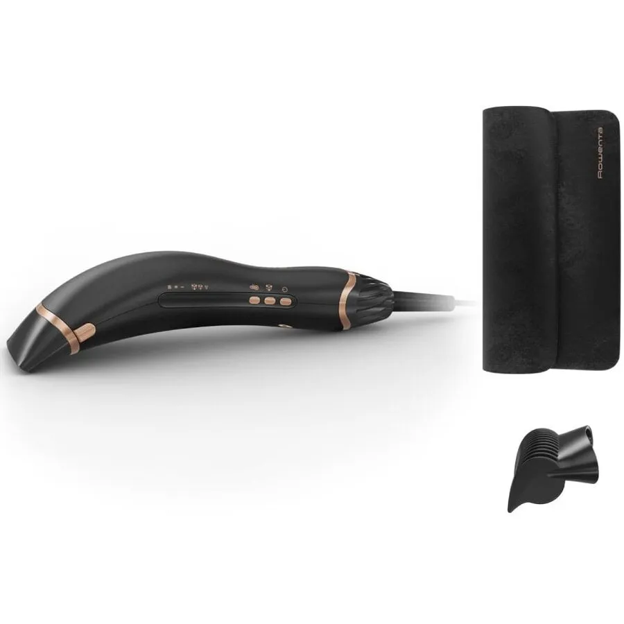 Rowenta Uscator de par Rowenta Ultimate Experience Air Motion CF8C20E0, 1300W, 3 trepte, concentrator 5 mm, functie jet de aer rece, generator de ioni, husa de depozitare, design compact, pieptene inclus, negru & roz