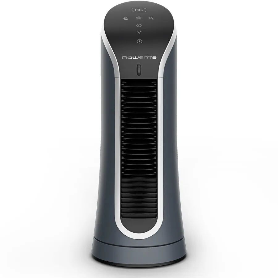 Rowenta Ventilator mini turn Rowenta Eole Compact VU6220F0, 11W, 6 trepte de viteza, ecran LED, oprire automata, timer 8 ore, design compact, functie de noapte, negru & albastru