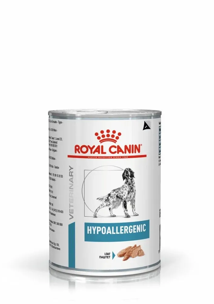 ROYAL CANIN Hypoallergenic, XS-XL, dieta veterinara, conserva hrana umeda caini, alergii alimentare, 400 g