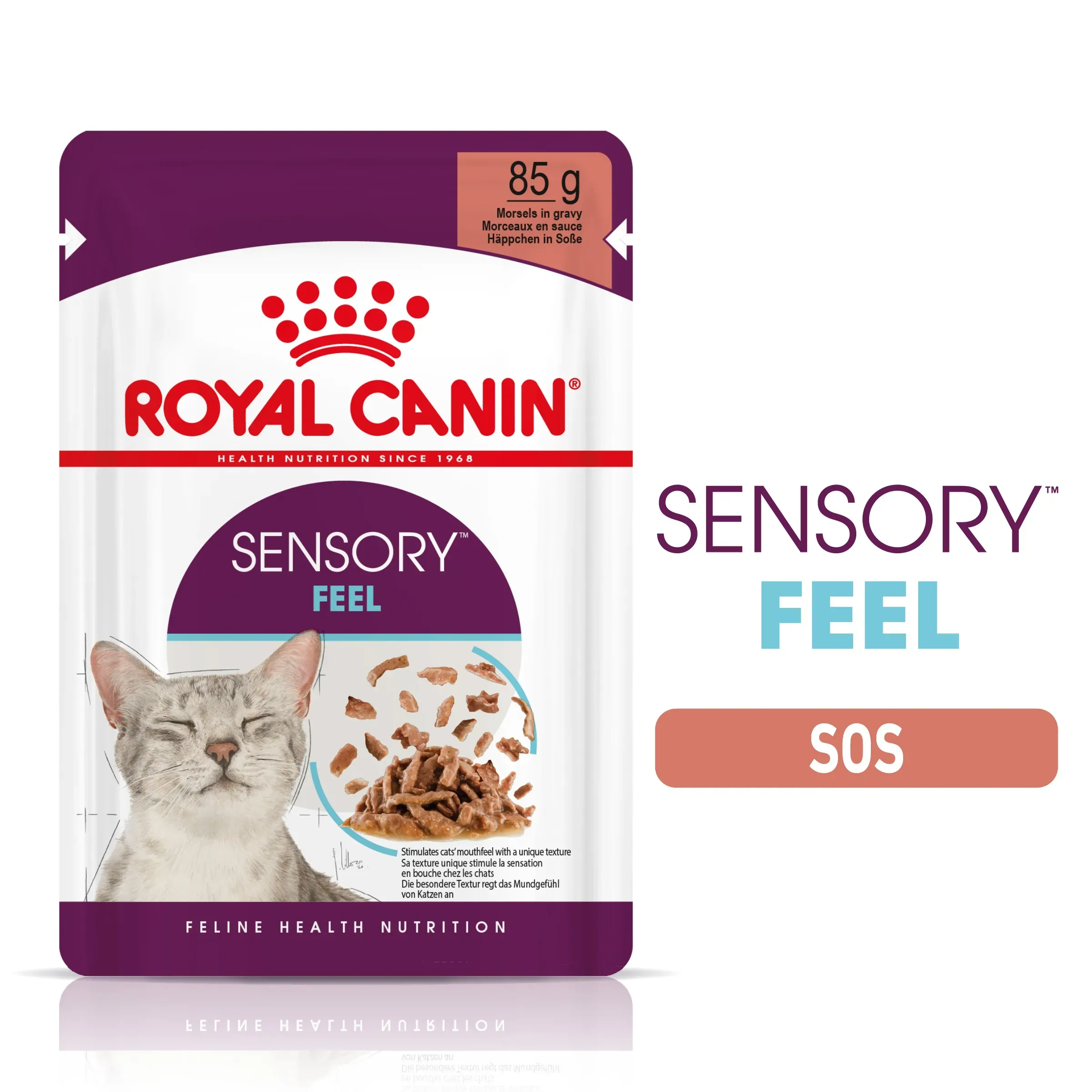 Royal Canin Sensory Feel, hrana umeda pisici, stimularea simtului tactil (in sos), 85 g