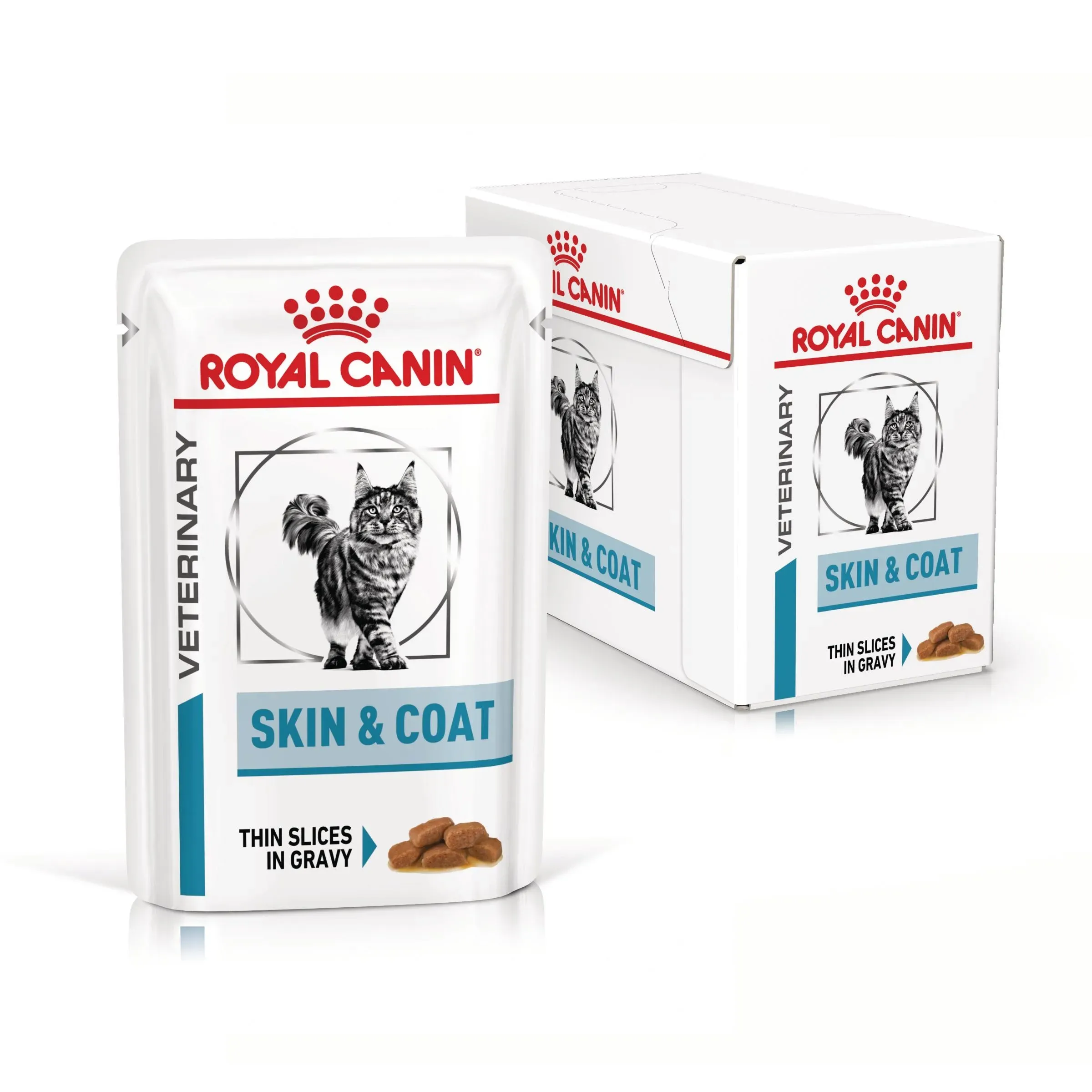 ROYAL CANIN Skin & Coat, formula veterinara, plic hrana umeda pisici, afectiuni dermatologice, 12x85 g