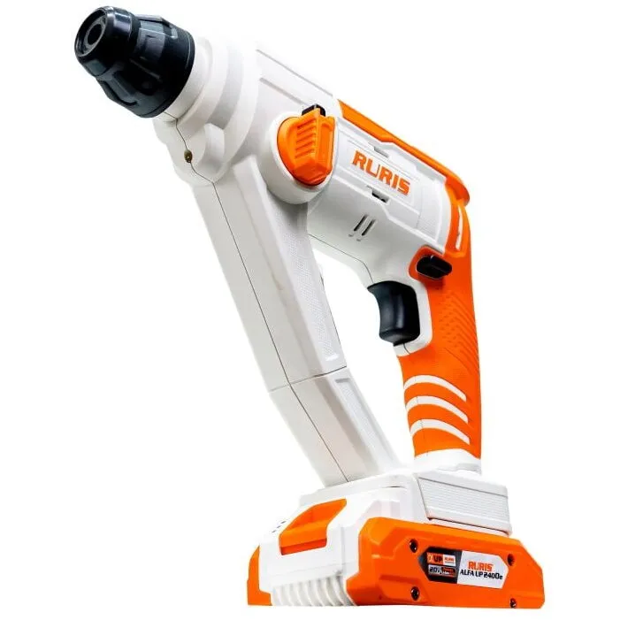 Ruris Ciocan rotopercutor pe acumulator Ruris RMX1210 Power Alfa Up, 900 rpm, {contine acumulator 4Ah+incarcator}, Alb-Negru-Portocaliu