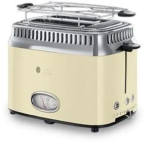 Russell&nbsp;hobbs Prajitor de paine Russell Hobbs Retro Vintage Cream 21682-56, 1200 W, 2 felii, Prajire rapida, Gratar pentru chifle, Crem/Inox