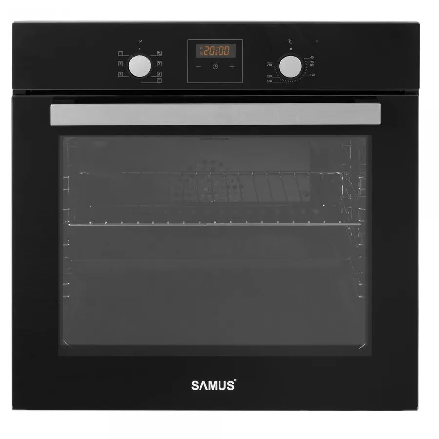 Samus Cuptor Incorporabil Samus SC639CEGV, 62 L, 6 Functii, Curatare catalitica, Grill electric, Timer digital, Ventilatie tangentiala de racire, Negru