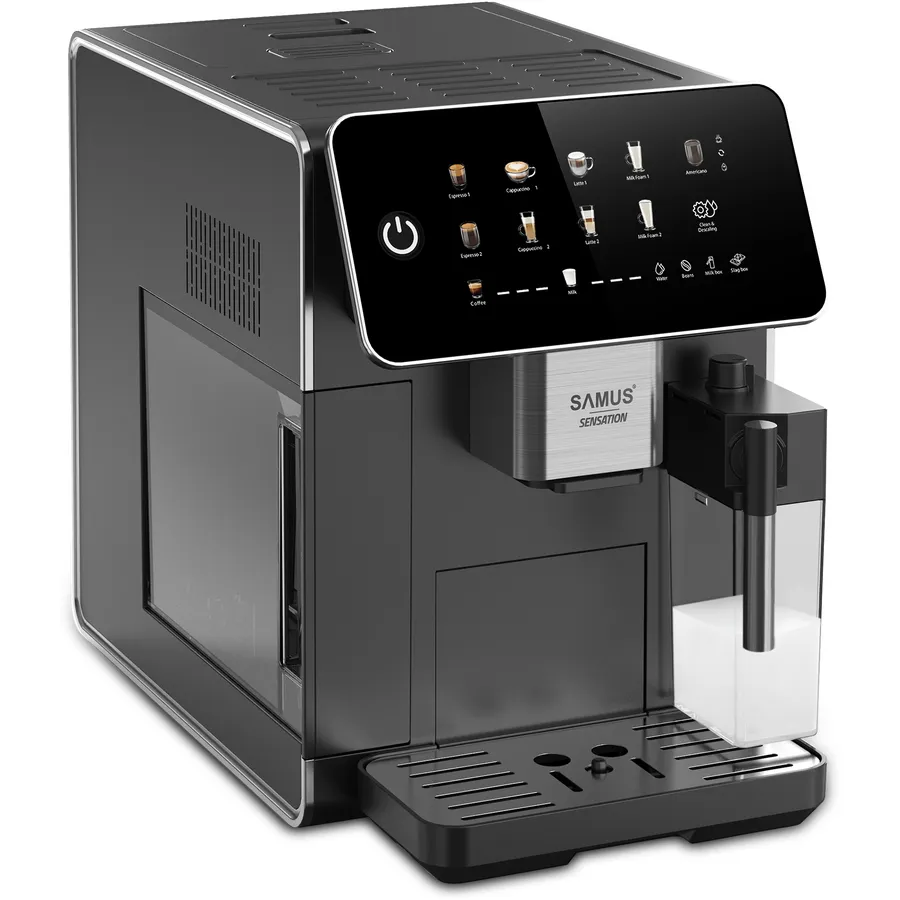 Samus Espressor automat Samus Sensation, 1350 W, 1.5 l, 15 bari, 9 batururi automate, Rasnita 300g, Negru