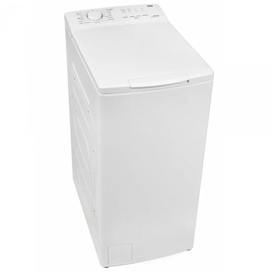 Samus Masina de spalat rufe verticala Samus WTSI-80132, 8 kg, 1300 rpm, Motor Inverter, 15 programe, latime 40 cm,  Programe speciala Hygiene, Blugi, Blocare acces copii, auto-echilibrare tambur, Alba