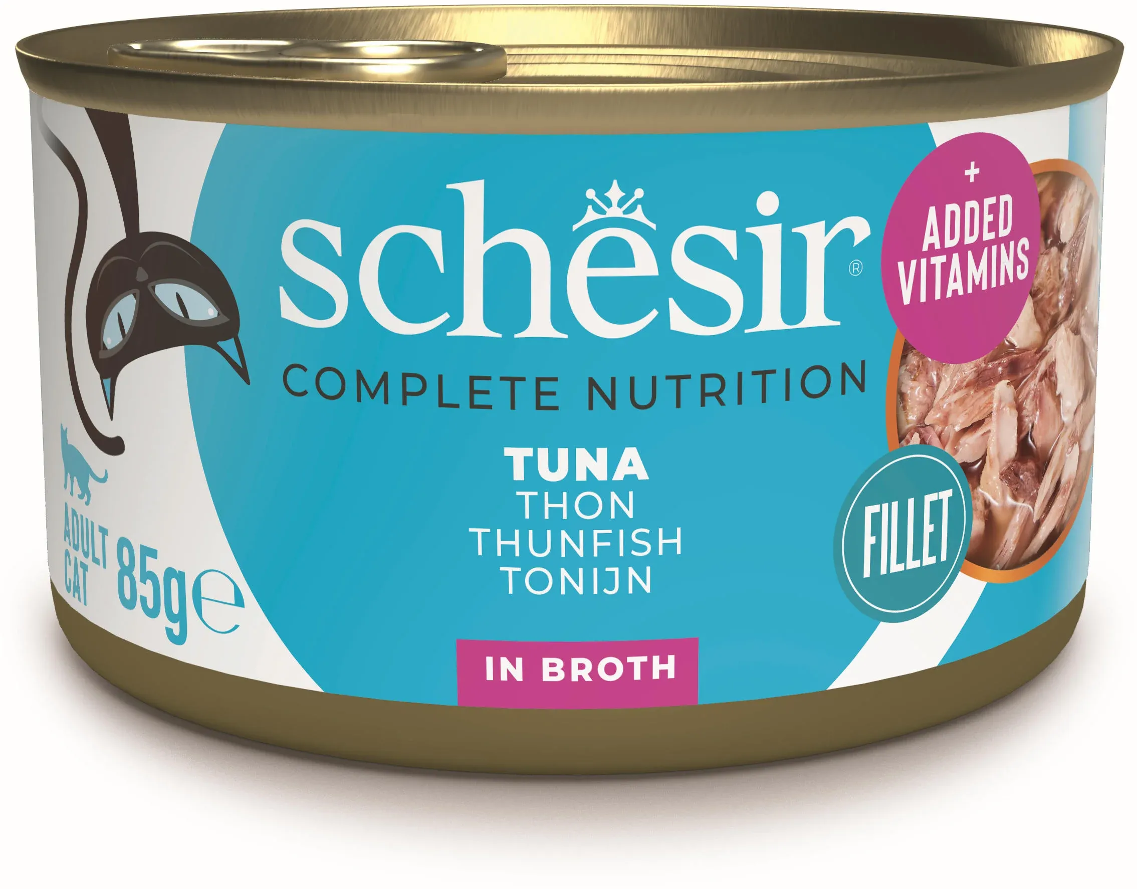 SCHESIR Conservă hrană completă pentru pisici, cu Ton, în supă 85g