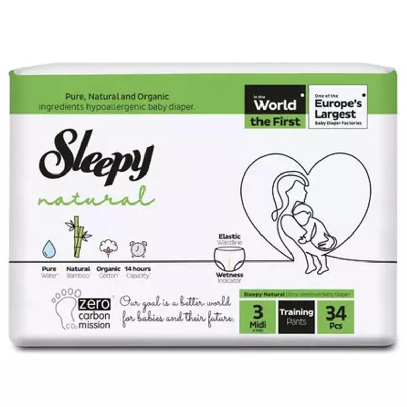 Scutece Chilotel Sleepy Natural, Marimea 3 Midi, 4 - 9 kg, 34 Bucati