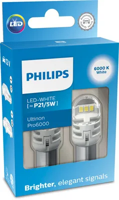 Set 2 Becuri Auxiliare Cu Led 12V P21 5W Ultinon Pro6000Si White Philips