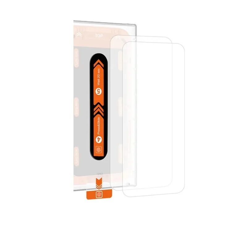 Set 2 folii sticla cu sistem de montare Mobile Origin Orange Screen Guard compatibil cu iPhone 15 / 15 Pro Clear