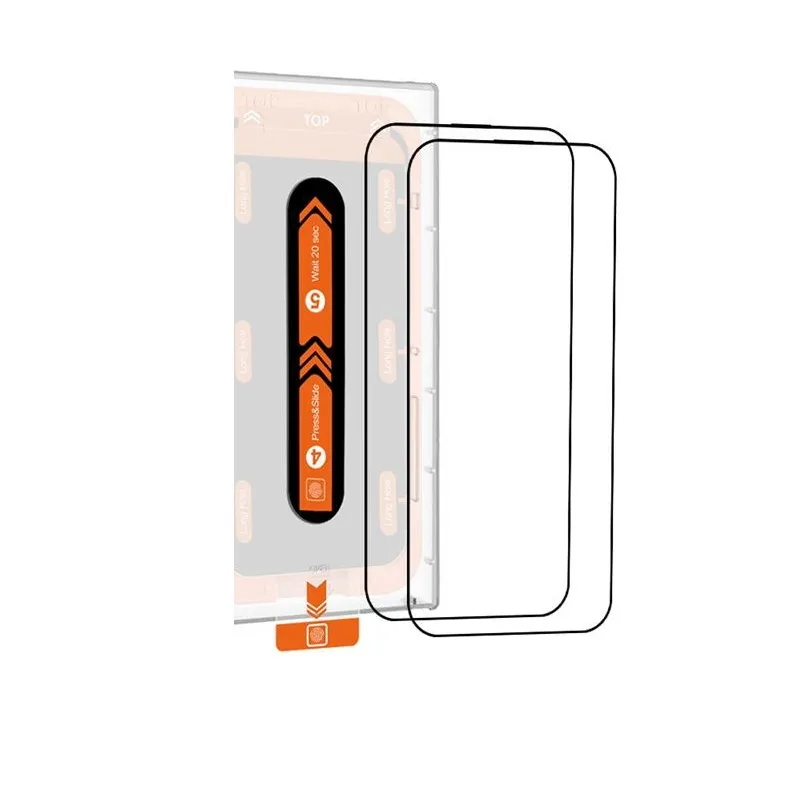 Set 2 folii sticla cu sistem de montare Mobile Origin Orange Screen Guard compatibil cu iPhone 15 Plus Black