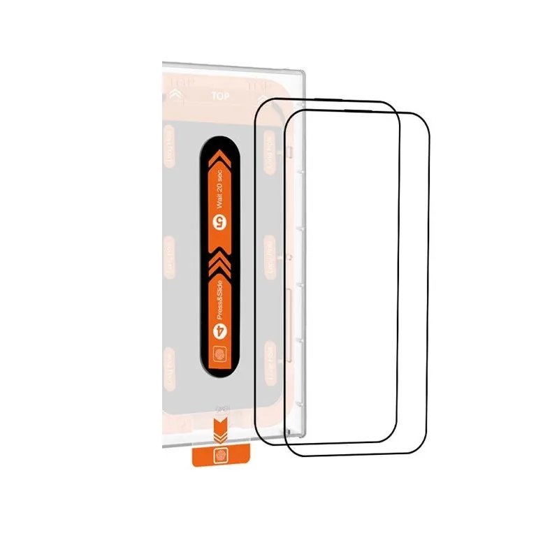 Set 2 folii sticla cu sistem de montare Mobile Origin Orange Screen Guard compatibil cu iPhone 15 Pro Max Black