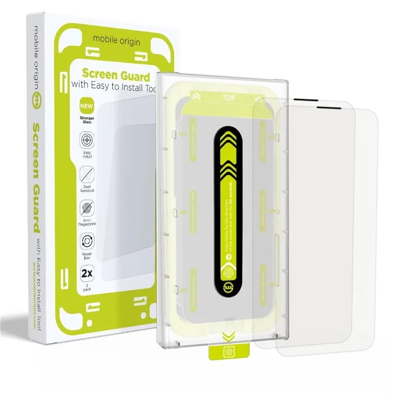 Set 2 folii sticla cu sistem de montare Mobile Origin Screen Guard compatibil cu iPhone 16, Case Friendly, Transparent